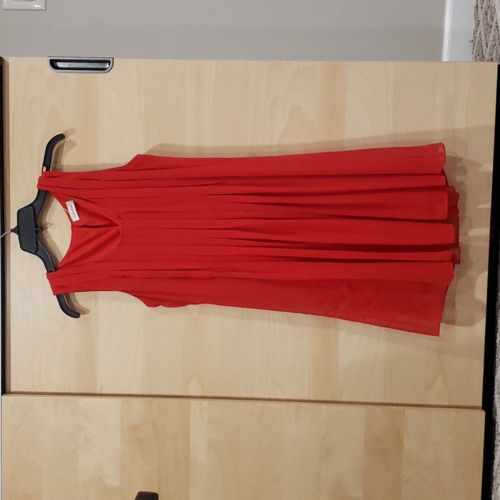 Calvin Clein red midi dress, size 10.
